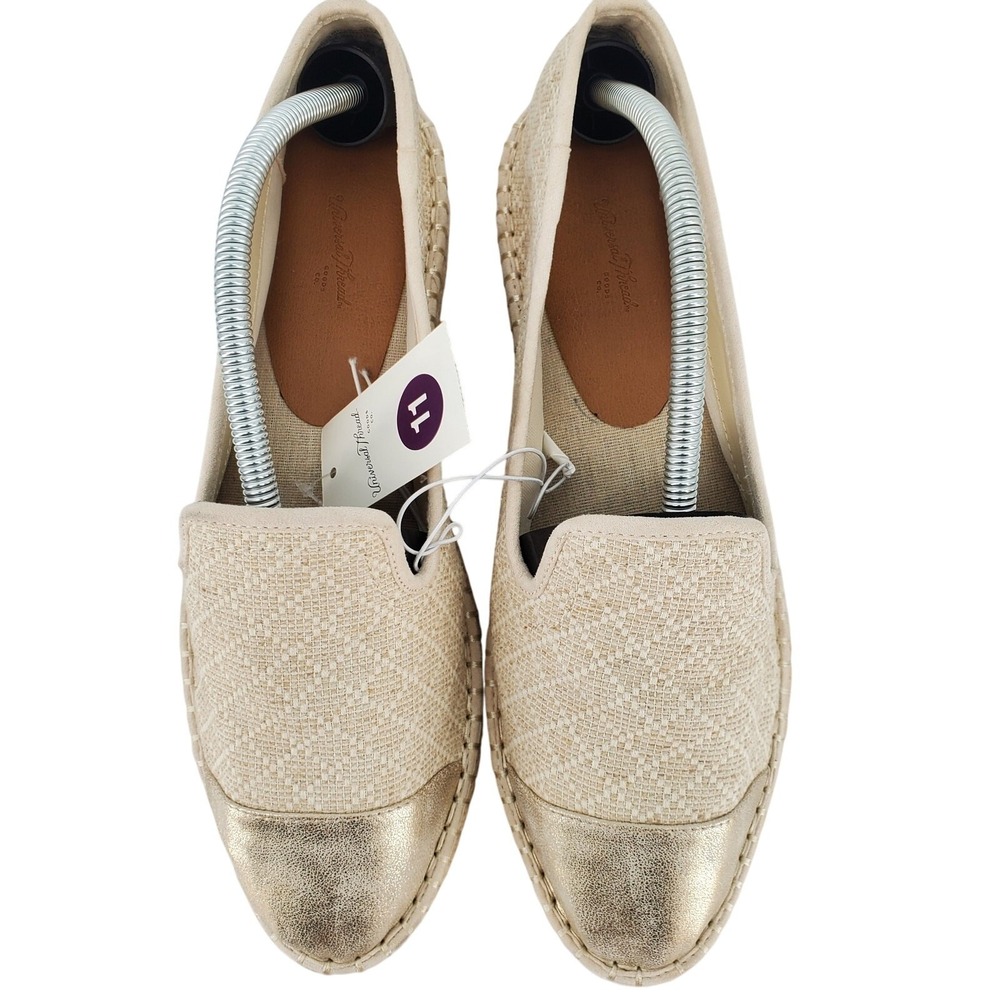 Universal Thread Carly Cream Gold Metallic Cap Toe Espadrille Loafers Womens 11 - Picture 2 of 8